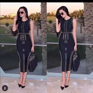 Black bandage rhinestone dress
